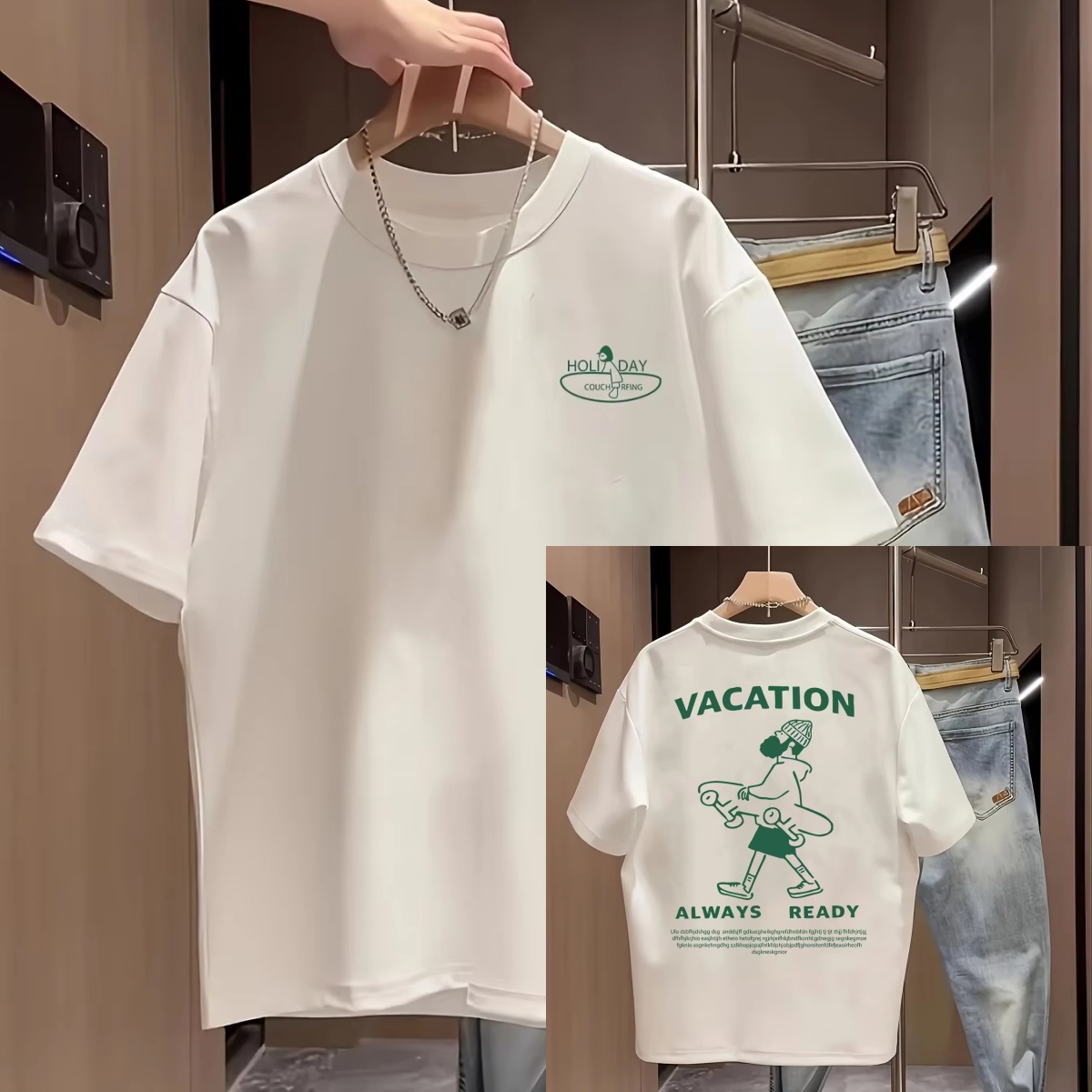Streetwear Brand Slogans - ホワイトフィギュア＆スローガンプリントカジュアルトレンディストリートブランドTシャツコットングラフィックTシャツ男性女性夏ストリートウェア