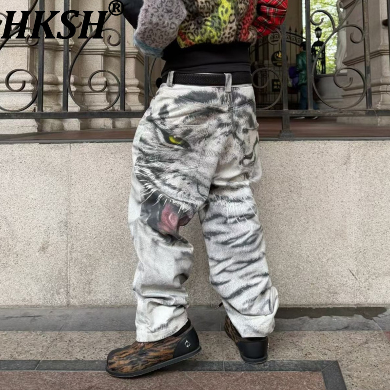 Streetwear Brand Designs - HKSH 春秋の新メンズハイストリートワックス 3D プリントニッチデザインカジュアルパンツトレンディブランドファッションストリートウェアボトムス HK18843