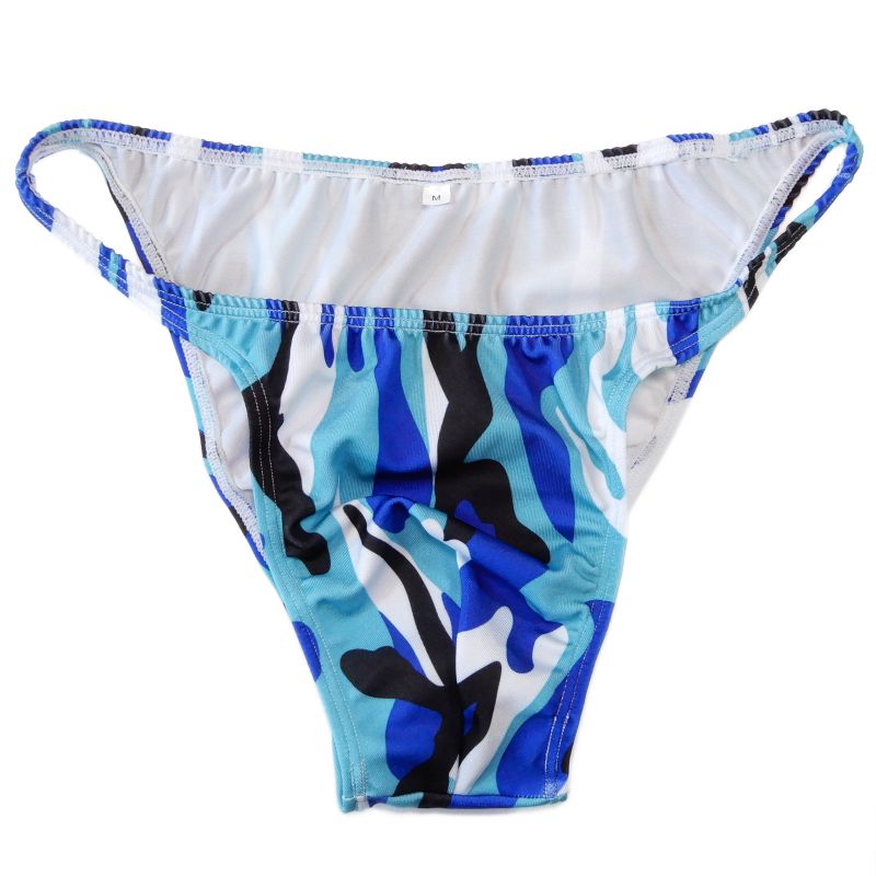 A Bathing Ape Camo - メンズストリングビキニストライプjersyナイロンスパンデックスG3774狭いウエストプリント水着生地カモ