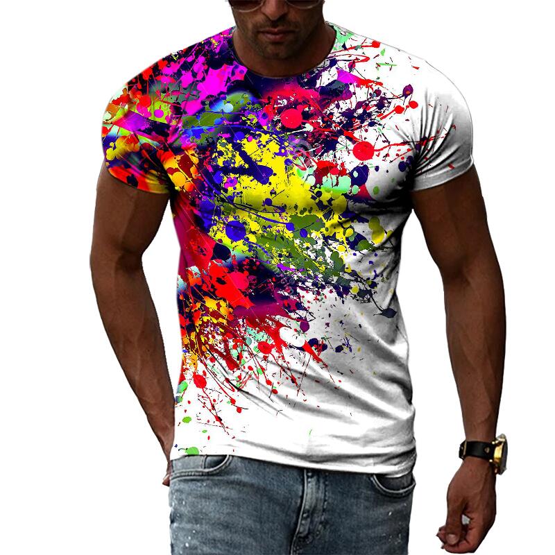 Streetwear Brand T Shirt - メンズ夏ファッション 3D プリントグラフィック Tシャツカジュアルヒップホップ原宿スタイルフラワーラウンドネック半袖トップ