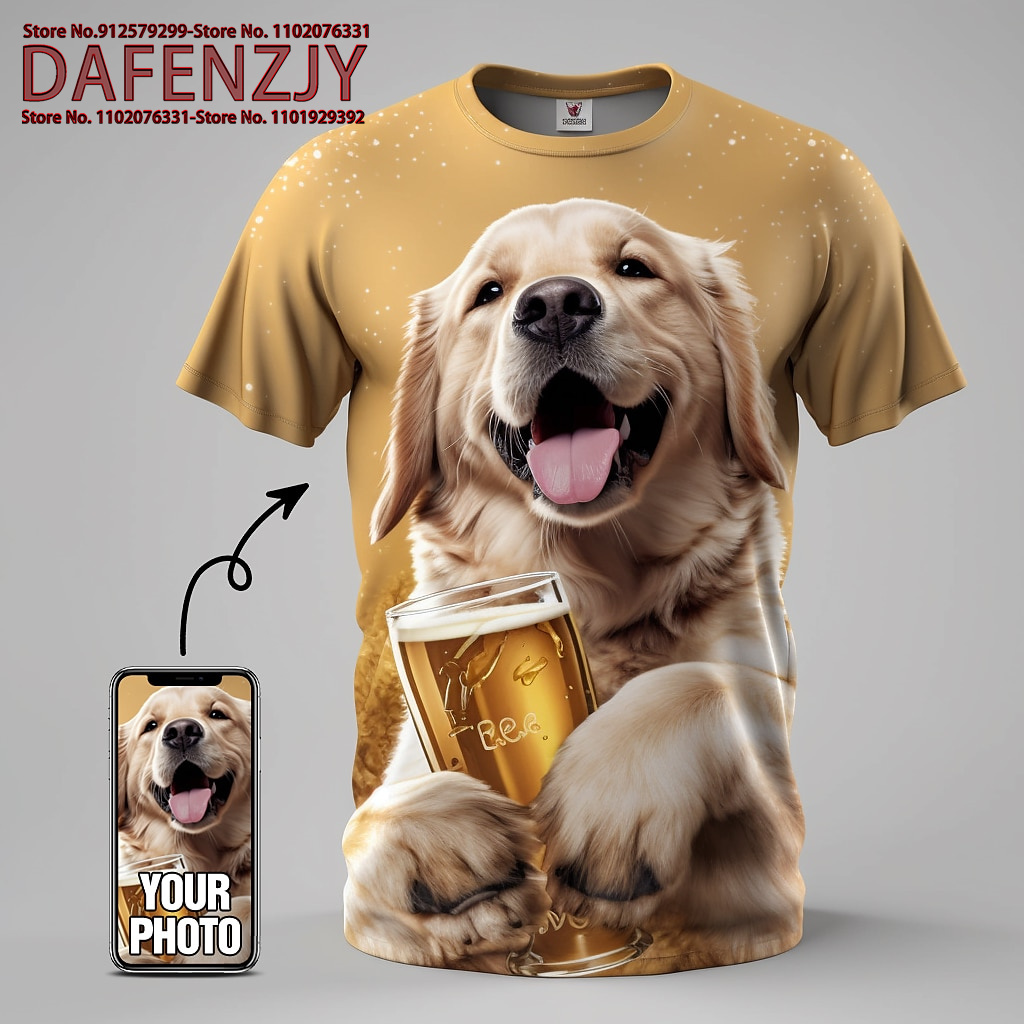 男性と女性のための3DプリントTシャツ,楽しいペット写真,ヒ - Streetwear Brand T Shirt のレビューと価格