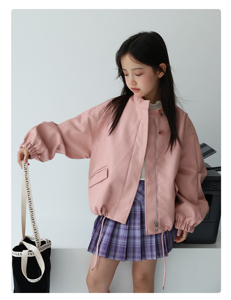 2-12Y 女の子甘い黒ピンクロックオートバイ Pu レザー - Streetwear Brand Designs のレビューと価格