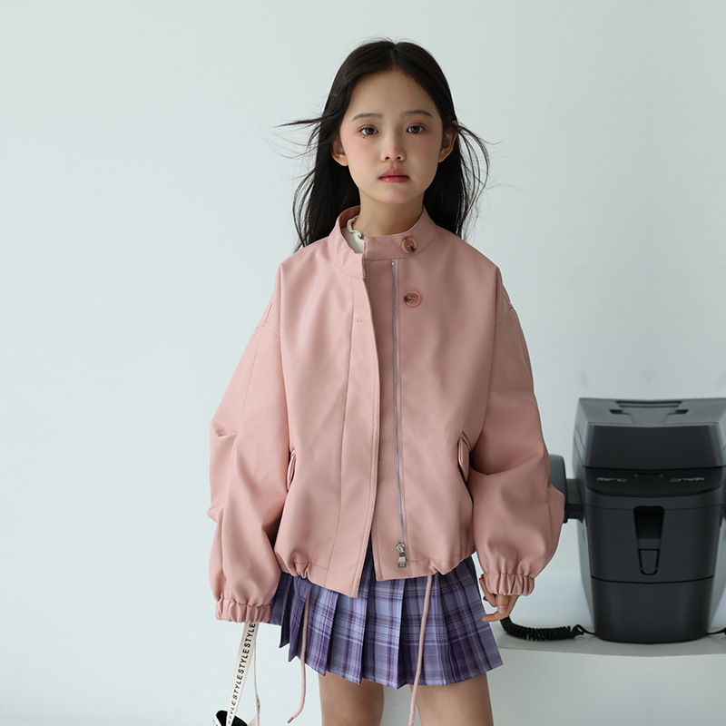 2-12Y 女の子甘い黒ピンクロックオートバイ Pu レザー - Streetwear Brand Designs のレビューと価格